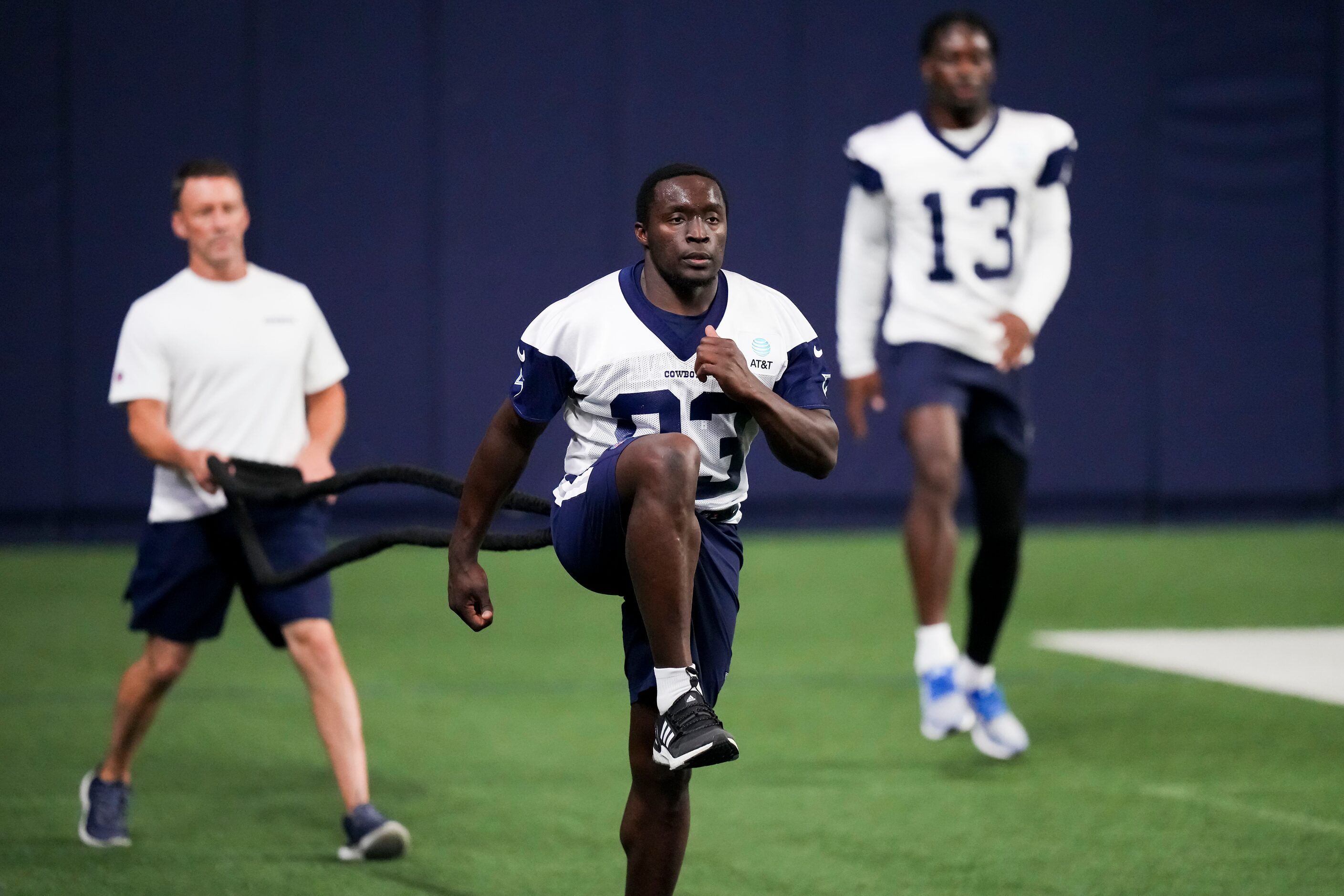 Dallas Cowboys wide receiver James Washington (83) and wide receiver Michael Gallup (13)...