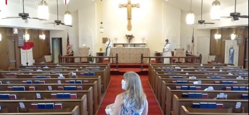 Screen shot of livestream of Aug. 9, 2020 church service at St. Martin-in-the-Fields Church...