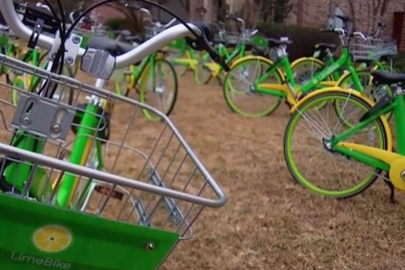 Someone decorated a Lower Greenville family's front yard with 14 LimeBikes on Christmas...