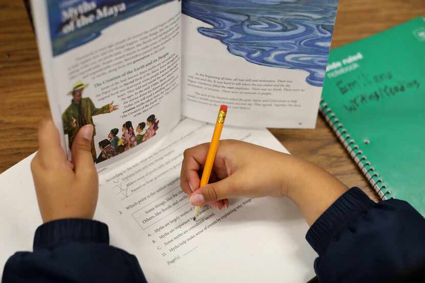 Students use a new reading curriculum at Anson Jones Elementary in Dallas, TX, on Oct 25,...