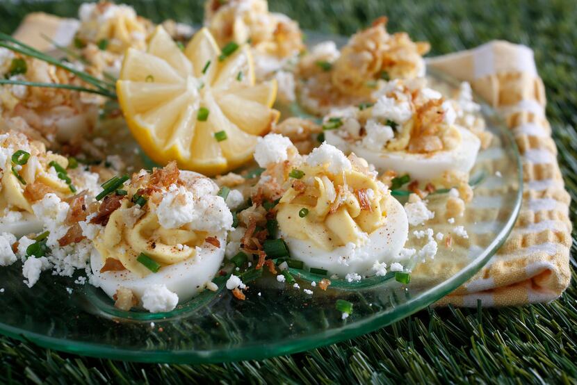 Crab and Goat Cheese Deviled Eggs 
