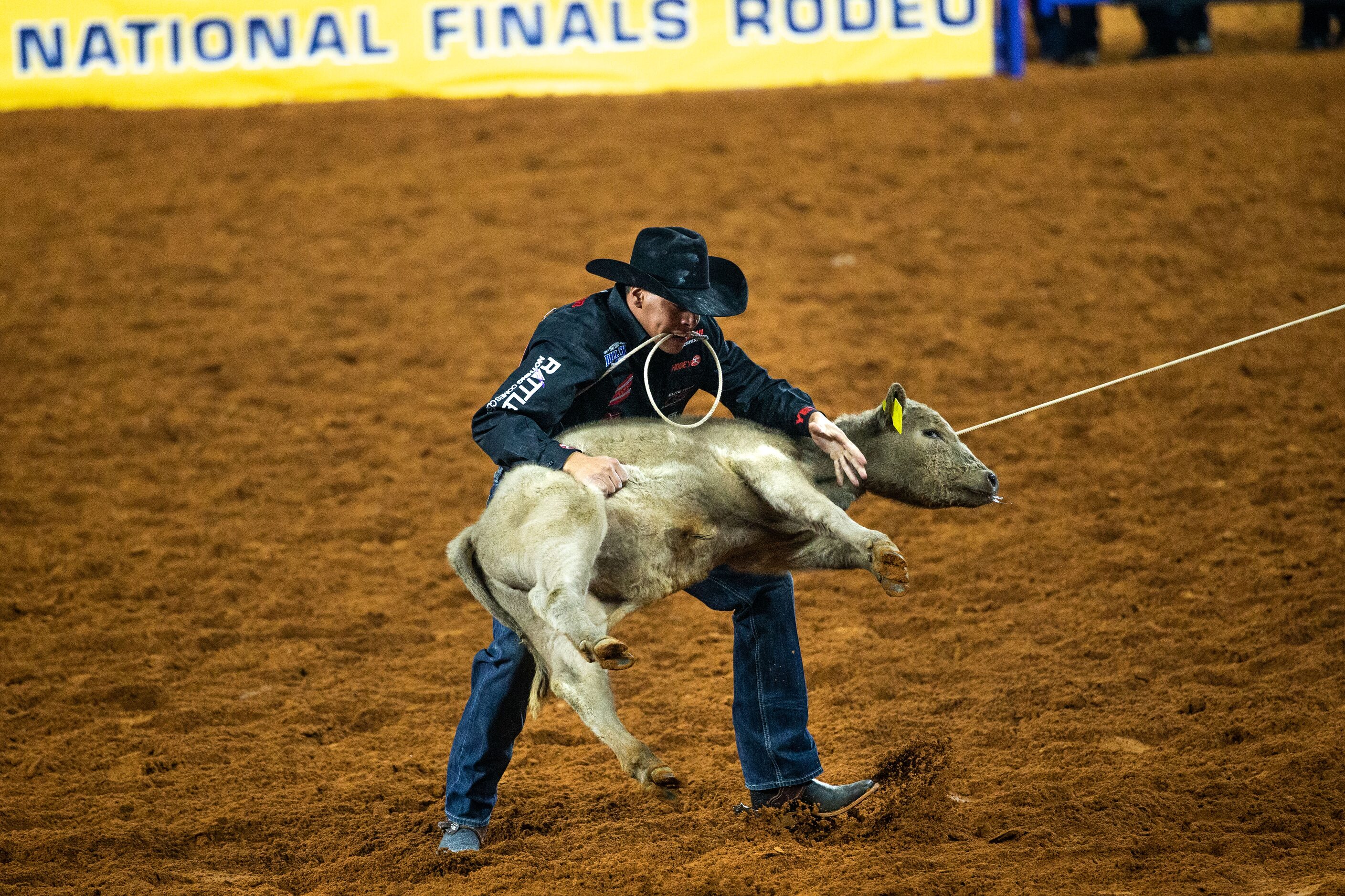 PRCA Tie Down Roping contestant Shad Mayfield earns second place in the first round of his...