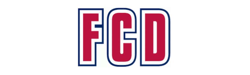 A FCD tri-code logo taken from the club's wordmark.