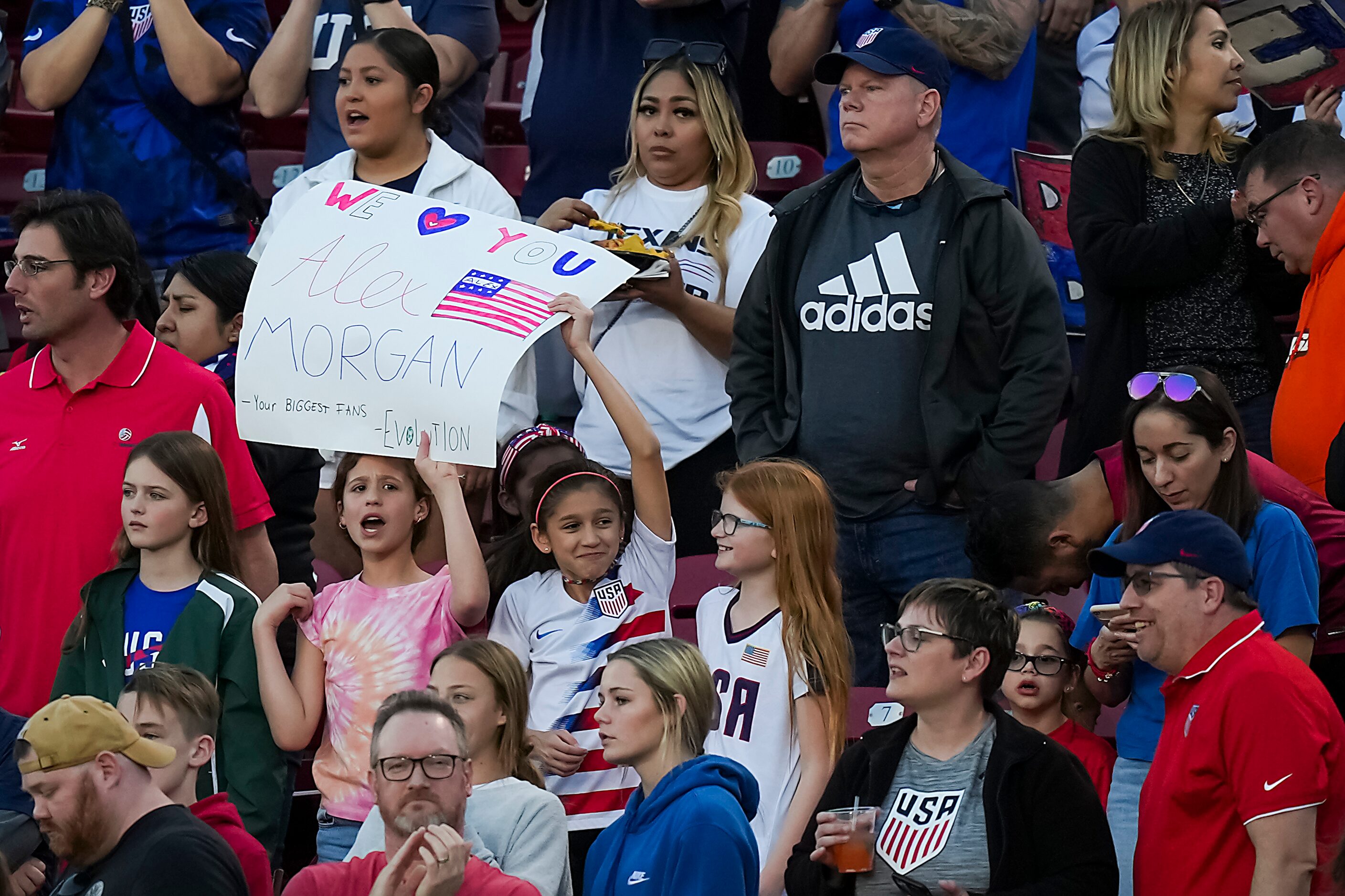 United States fans cheer forward Alex Morgan during the first half of the 2023 SheBelieves...