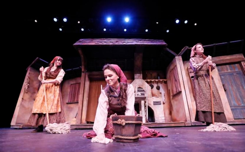 
(L to R) Jad Saxton, Katie Moyes Williams and Mary McElree act out a scene from "Fiddler on...