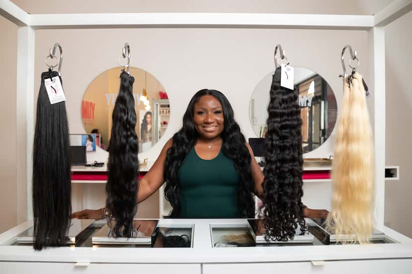 Yummie O., founder and chief executive officer of Yummy Extensions, launched  shown at her...
