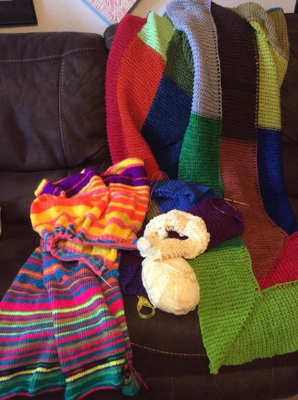 Blanca Gonzales started this "temperature blanket" on Jan. 1. "Every day, I knit a row,...