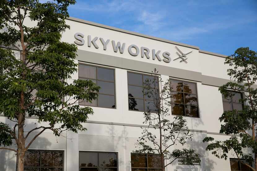 A logo sign outside of a facility occupied by Skyworks Solutions Inc. in Irvine, Calif.