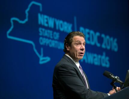 New York Gov. Andrew Cuomo speaks during an economic development awards ceremony on...