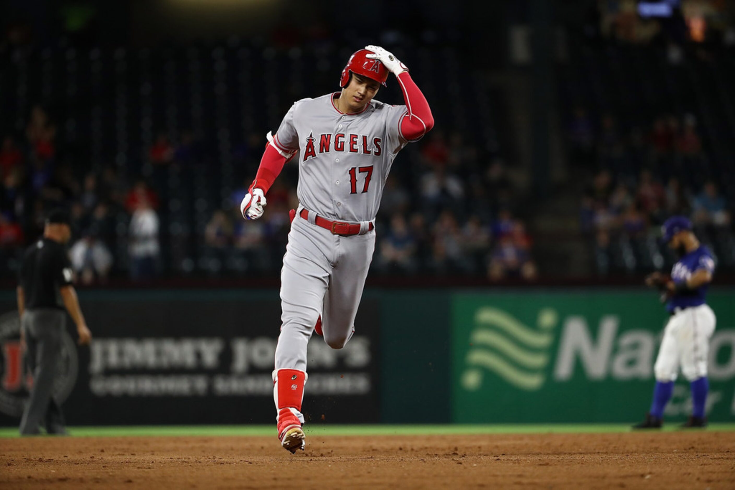 ARLINGTON, TX - SEPTEMBER 04:  Shohei Ohtani #17 of the Los Angeles Angels runs the bases...