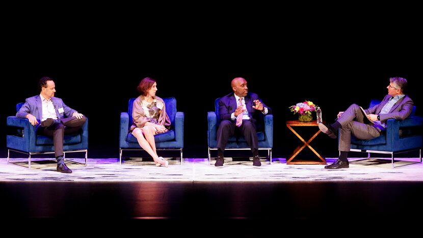 Board chair of Housing Forward Peter Brodsky (from left), Lucy Burns, a partner at...