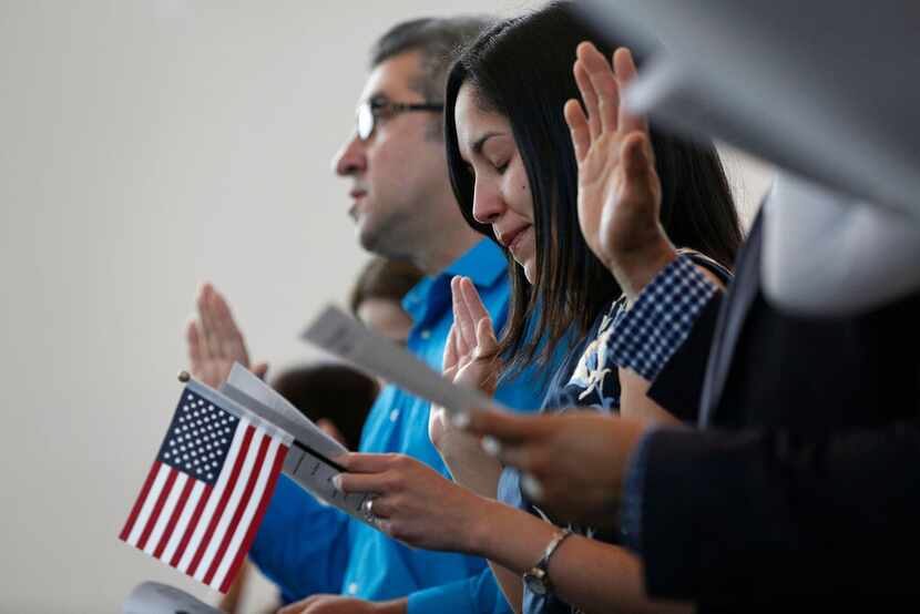 Julieta Chiquillo takes the Oath of Allegiance for her U.S. citizenship at the U.S....