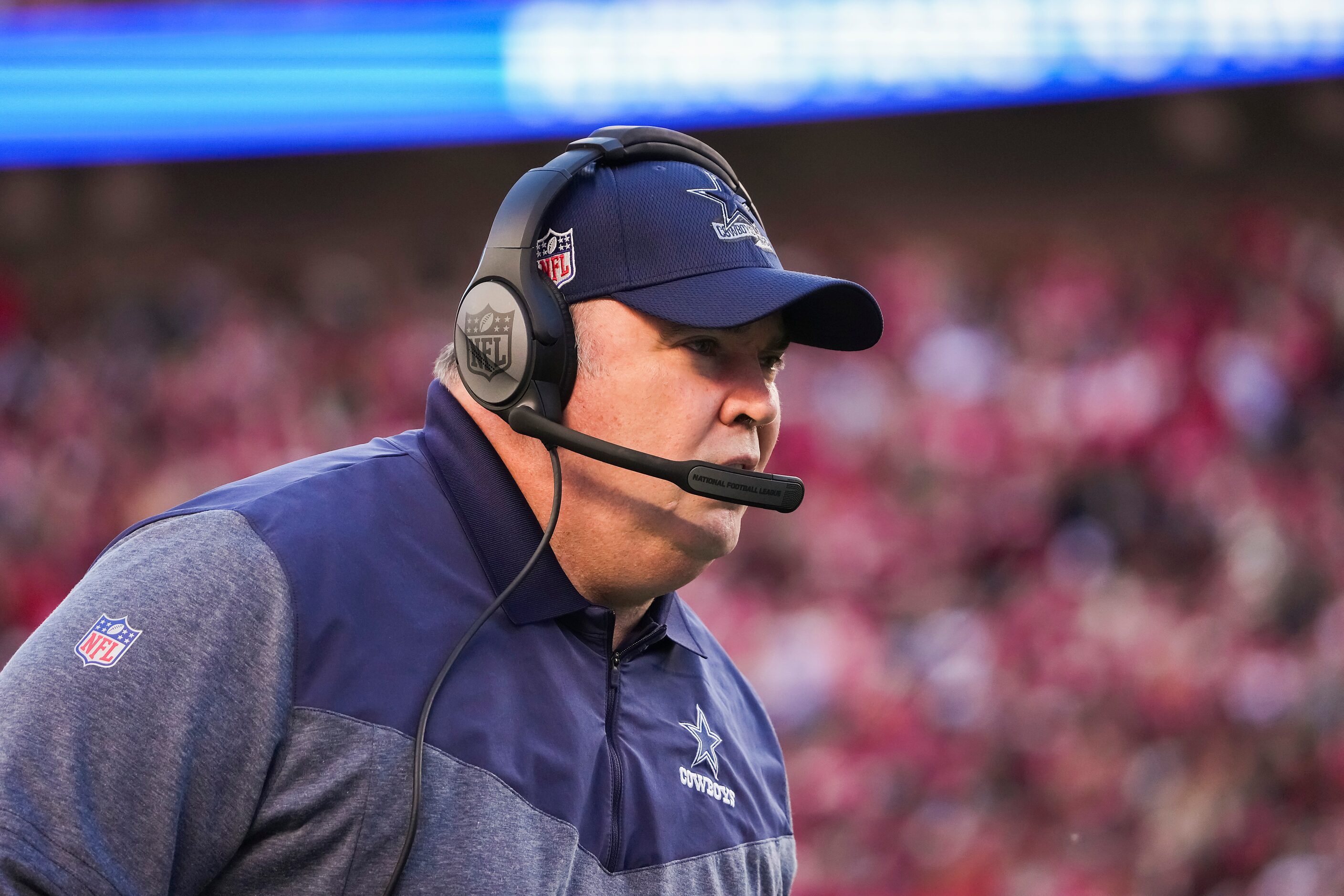 Dallas Cowboys head coach Mike McCarthy looks on from the sidelines during the first half of...