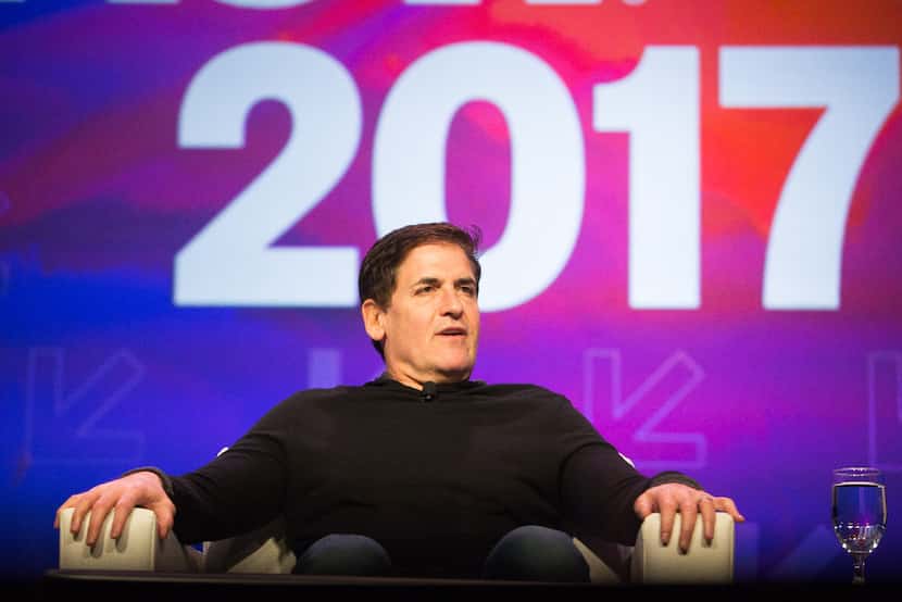 Mark Cuban appears on a panel about technology and disruption in government during the 2017...