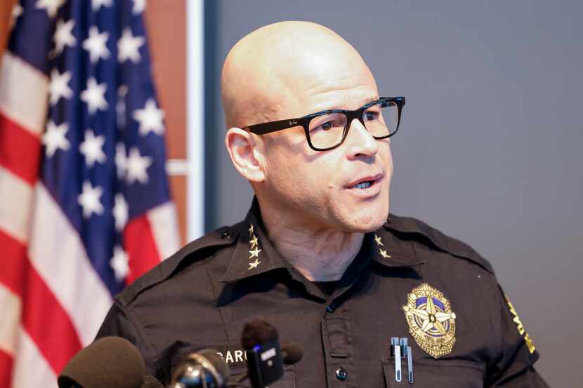 Dallas Police Chief Eddie Garcia speaks during a press conference Tuesday, March 15, 2022 at...