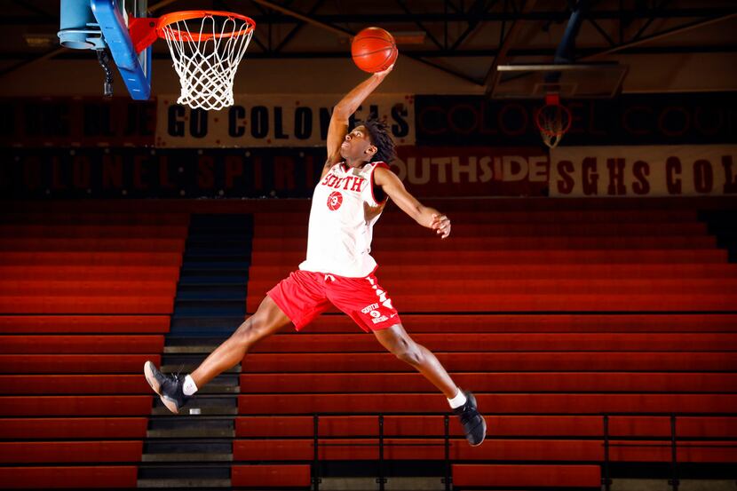 South Garland basketball standout Tyrese Maxey showed off his dunking moves before last...