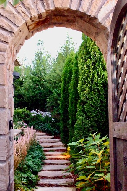 Stone wall around garden