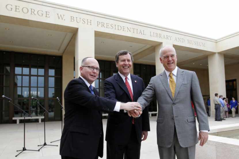 From left: Alan C. Lowe, director of the George W. Bush Presidential Library and Museum; R....