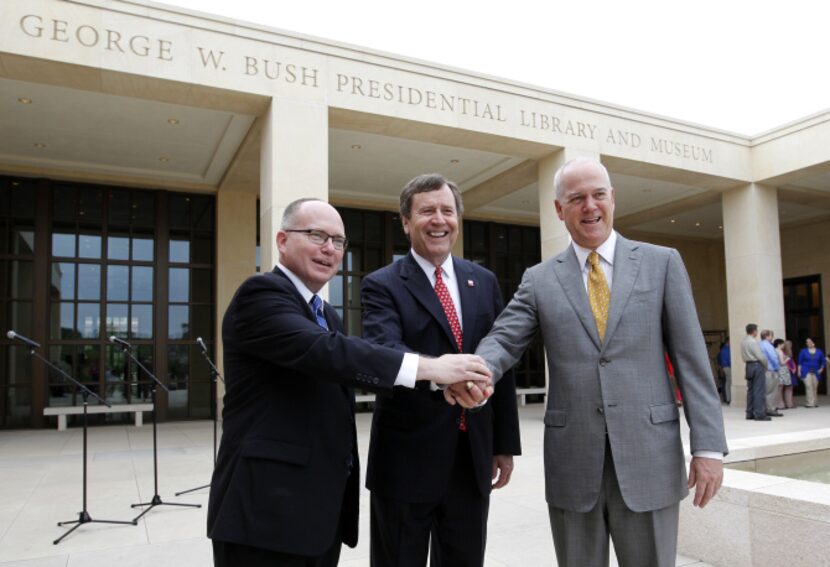 From left: Alan C. Lowe, director of the George W. Bush Presidential Library and Museum; R....