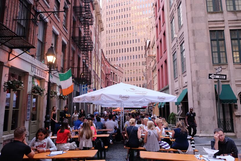 Stone Street is a marvelous, open-air spot to drink and eat in Lower Manhattan. (Jim Byers)
