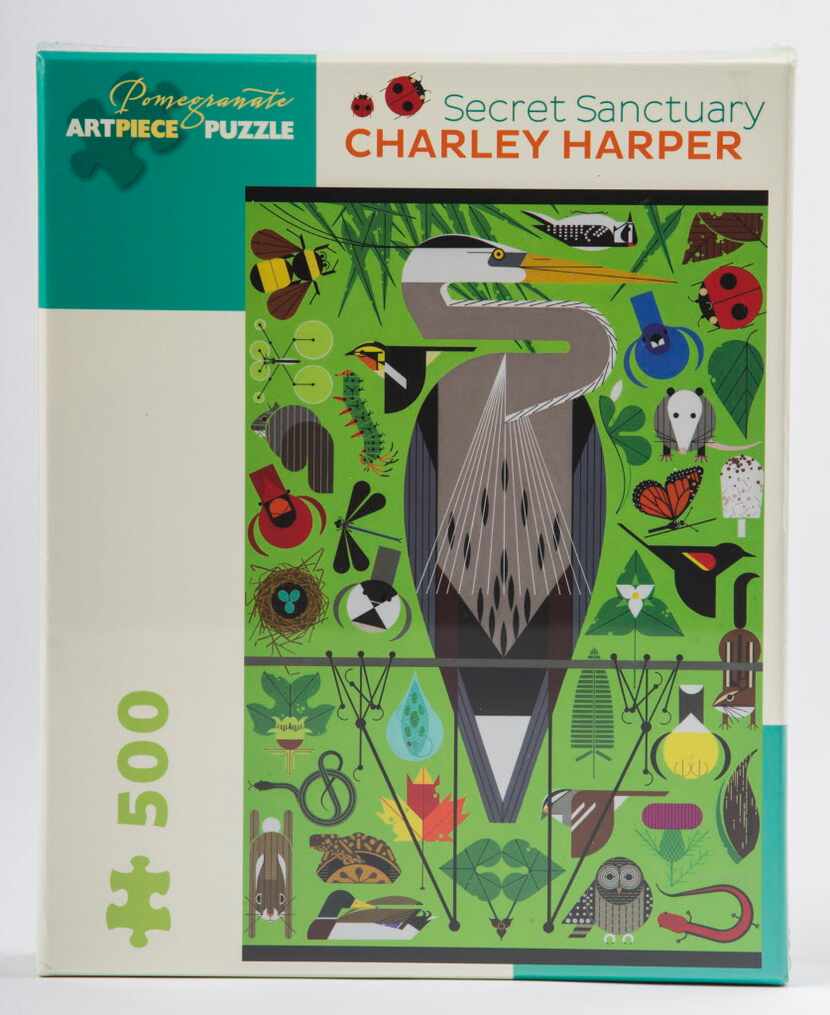 A jigsaw puzzle based on a 1991 poster by the late artist Charley Harper features a great...