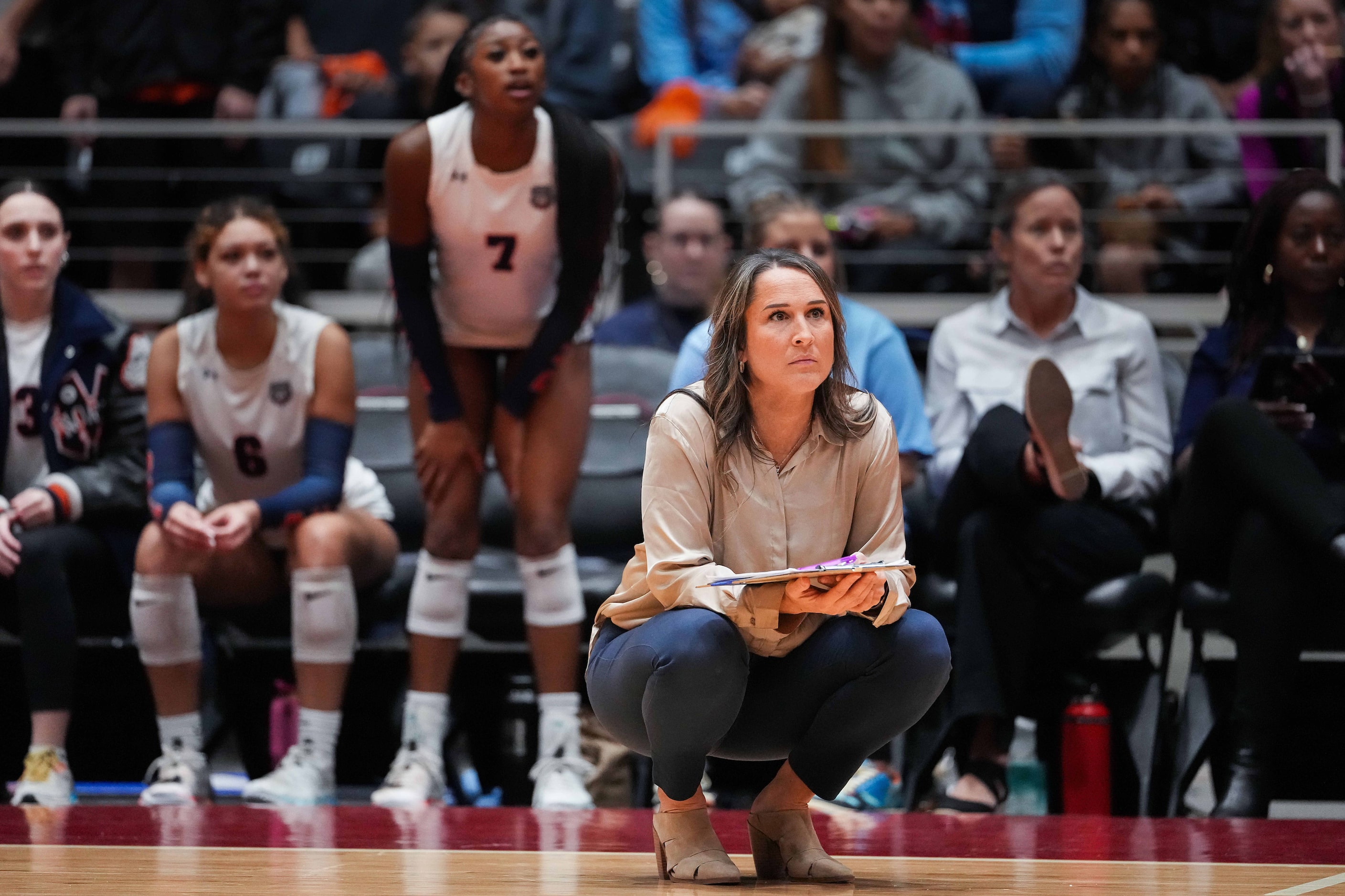 McKinney North head coach Libby Rodriguez looks on during the UIL Class 5A Division I...