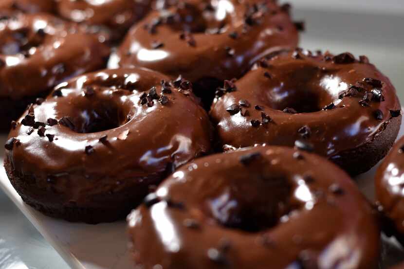 Quadruple chocolate donuts from Glazed Donut Works are pictured in this file photo.