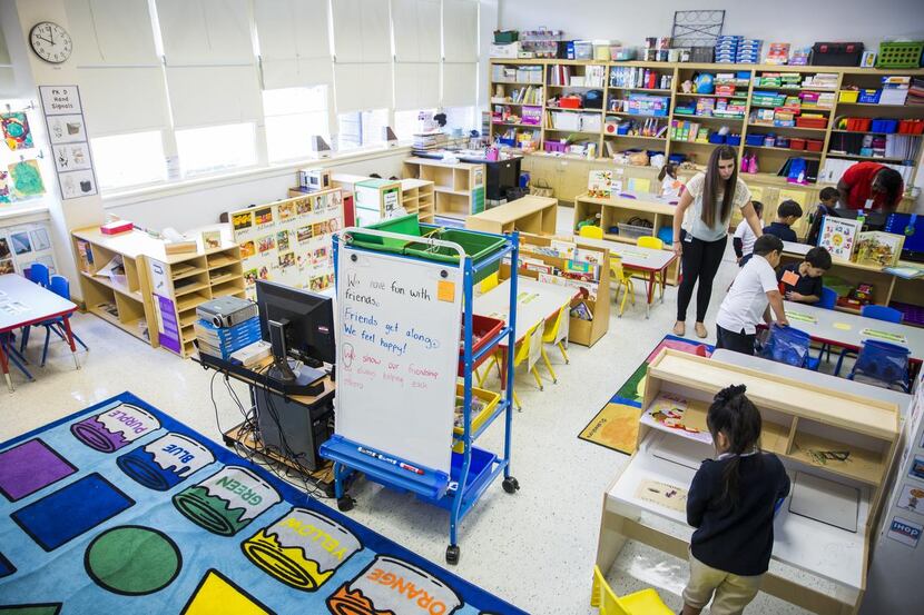 
Teacher Katie Kaegi’s pre-kindergarten classroom at Gill Elementary School in Dallas. 

