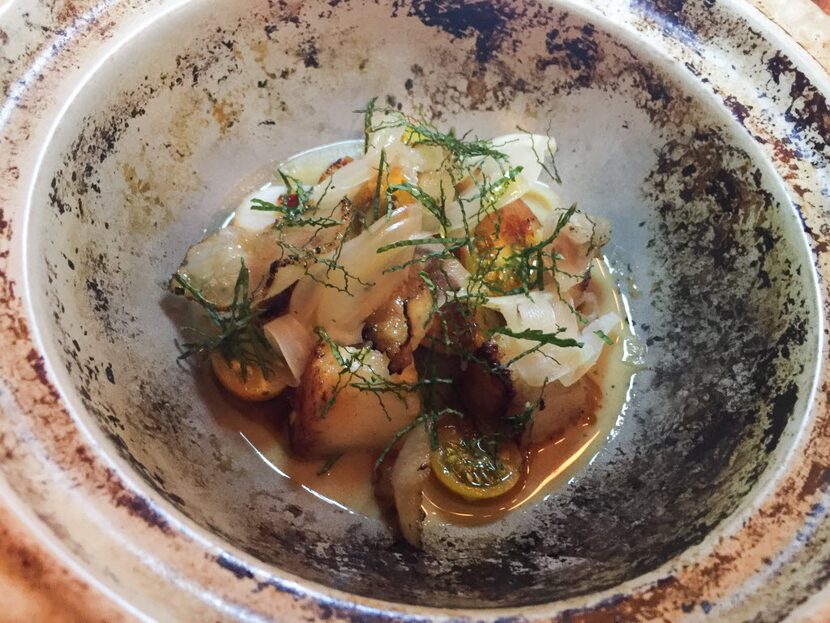 Dayboat scallops with lardo iberico at Uchi 