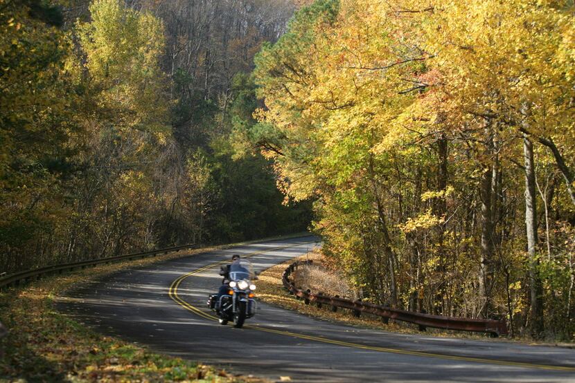 The Talimena National Scenic Byway in southeastern Oklahoma is 54 miles long and shows great...