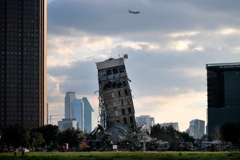 The popularly dubbed Leaning Tower of Dallas stood for 15 days before succumbing to the...