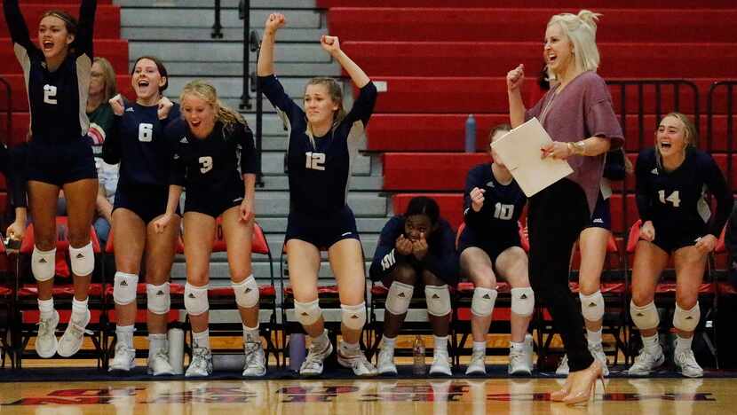 Flower Mound reacts to winning the match as McKinney Boyd High School hosted Flower Mound...