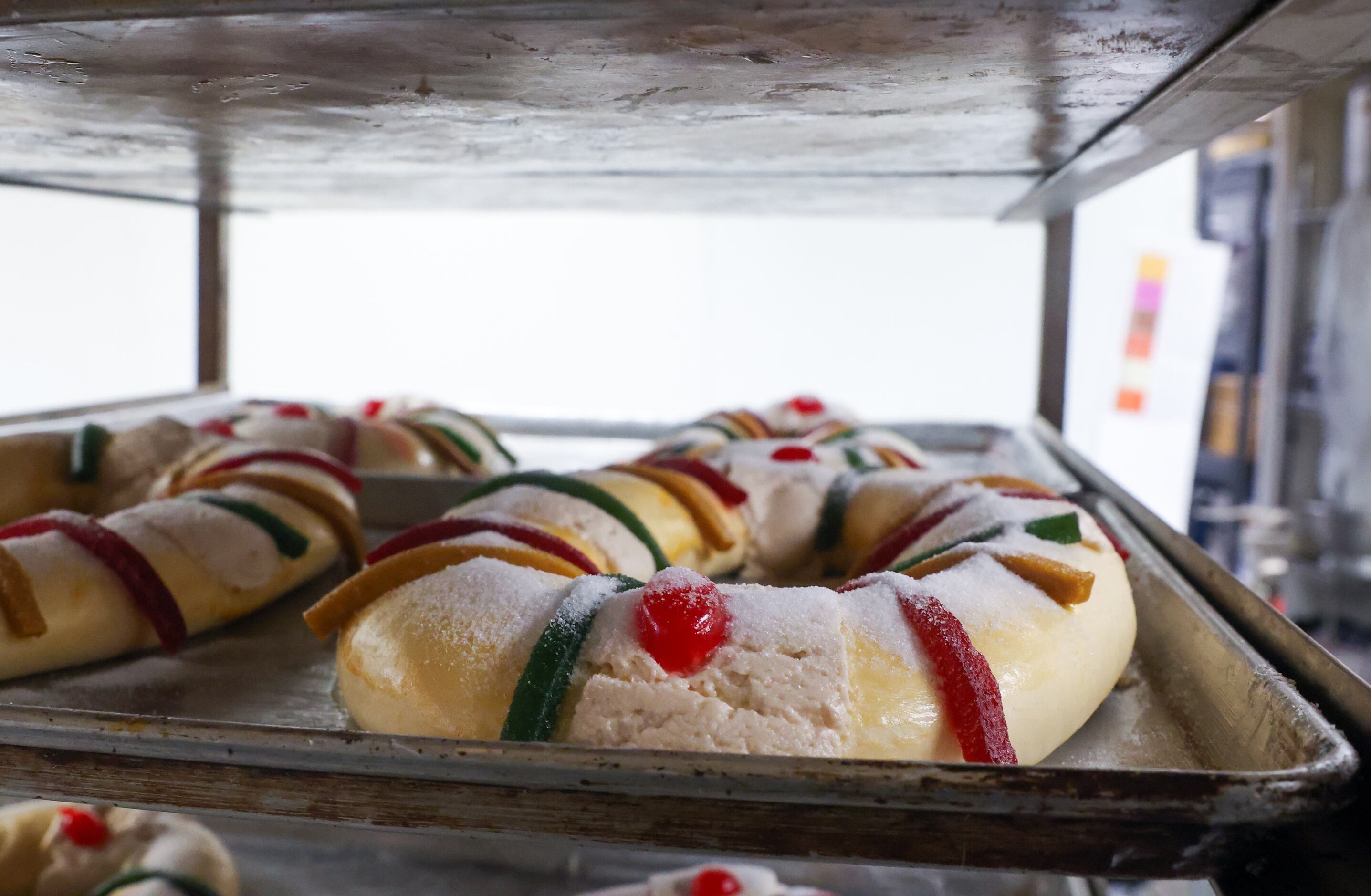 Rosca de Reyes are kept in racks for the dough to rise before going in the oven at Tango...