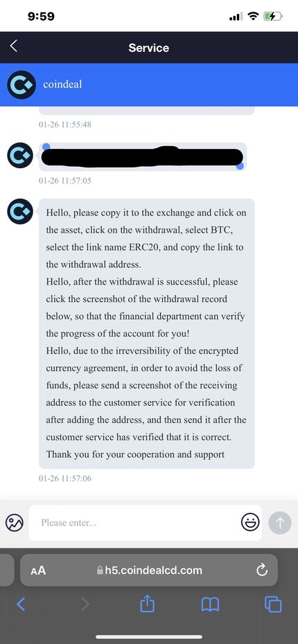 A screenshot of Yik Li's transaction confirmation on the fraudulent crypto website. 