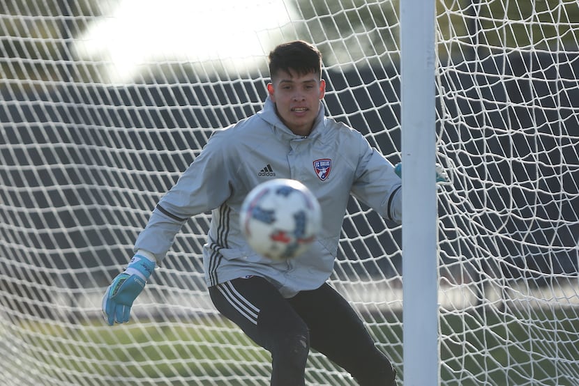 Jesse Gonzalez, goalkeeper for FC Dallas, during a training session in Frisco on October...