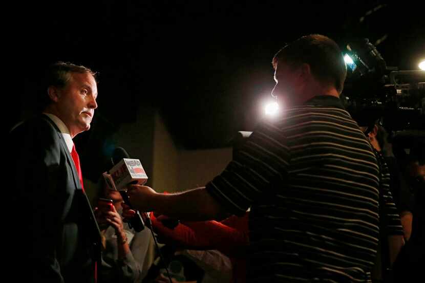 
Ken Paxton, speaking in Frisco on May 6, had an agreement with a financial adviser in which...
