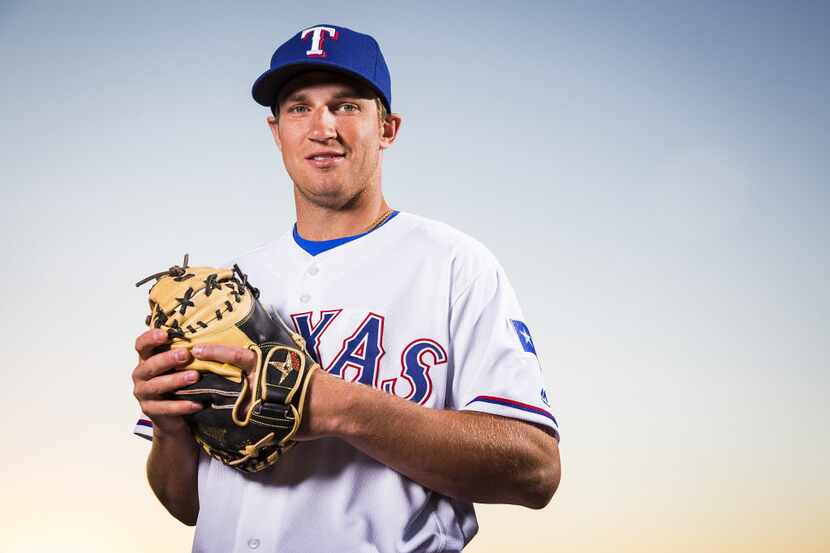 Texas Rangers catcher Deglan Kellin photographed during spring training photo day at the...