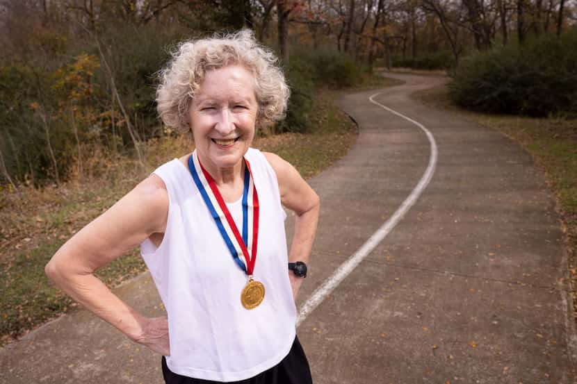 Annabelle Corboy, the winner of the first Dallas Marathon women's race in 1971, poses for a...
