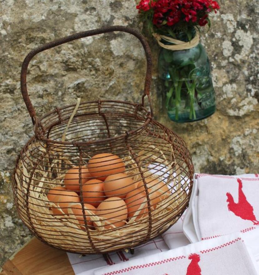 
Antique French wire basket for gathering eggs
