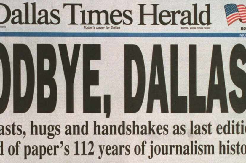 Dallas Times Herald bids Dallas goodbye, ending 112 years of journalism history on Dec. 9,...