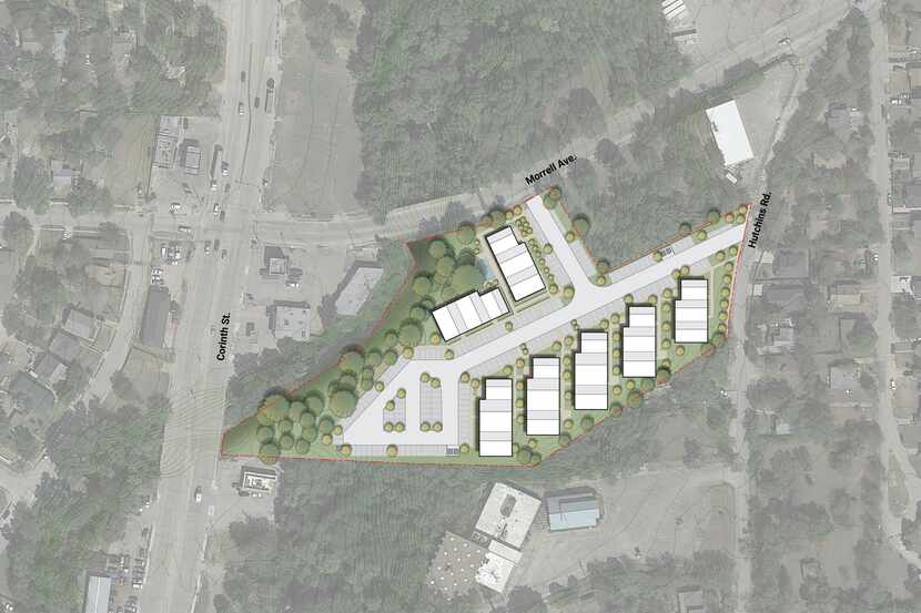 A site plan for The Elms, which will include 153 units on a hilly site at the southeast...
