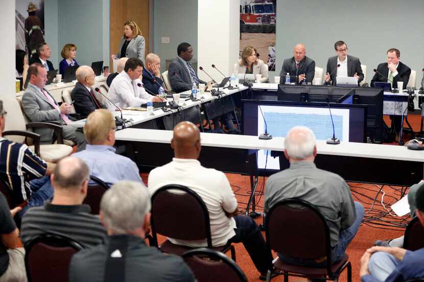 Dallas Police and Fire Pension System members held a monthly meeting in their Harry Hines...