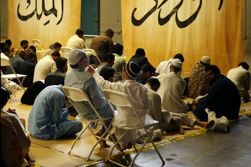 Muslims gathered for prayer during Eid al-Fitr to celebrate the end of Ramadan, the Islamic...