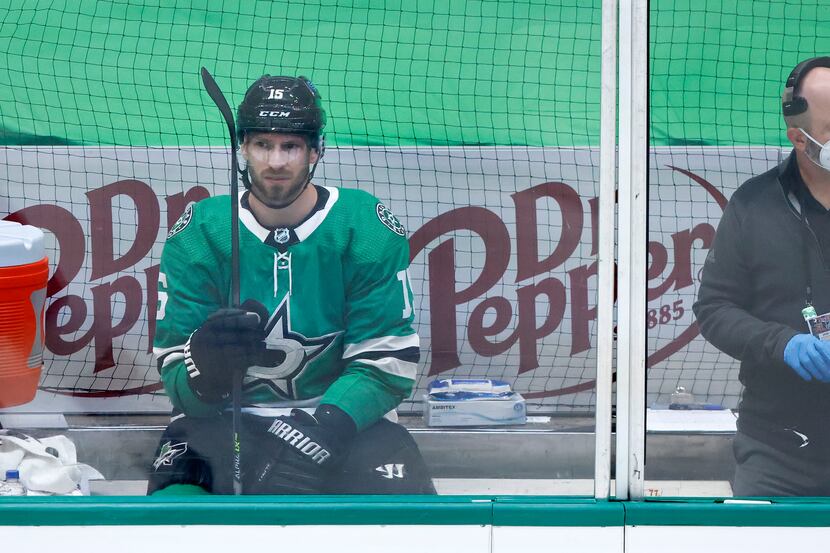Dallas Stars left wing Blake Comeau (15) spends time in the penalty box during the first...