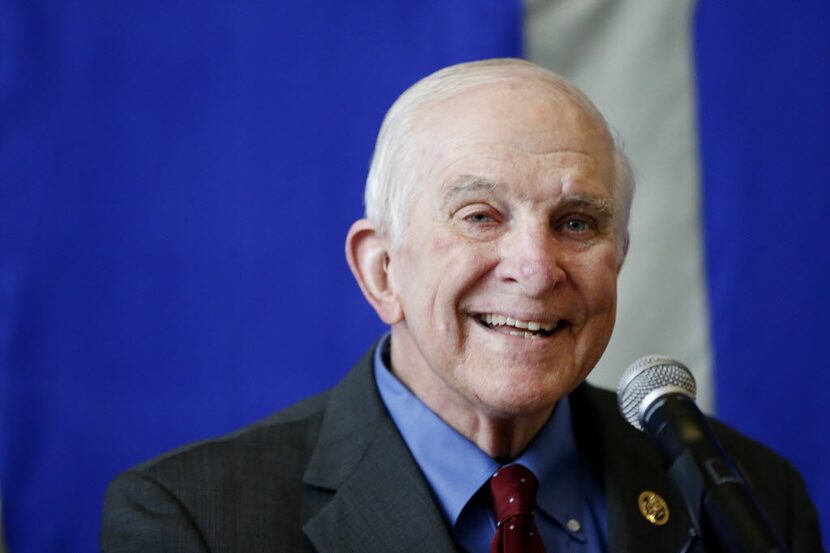 U.S. Representative Sam Johnson, of the 3rd district of Texas, speaks during the...