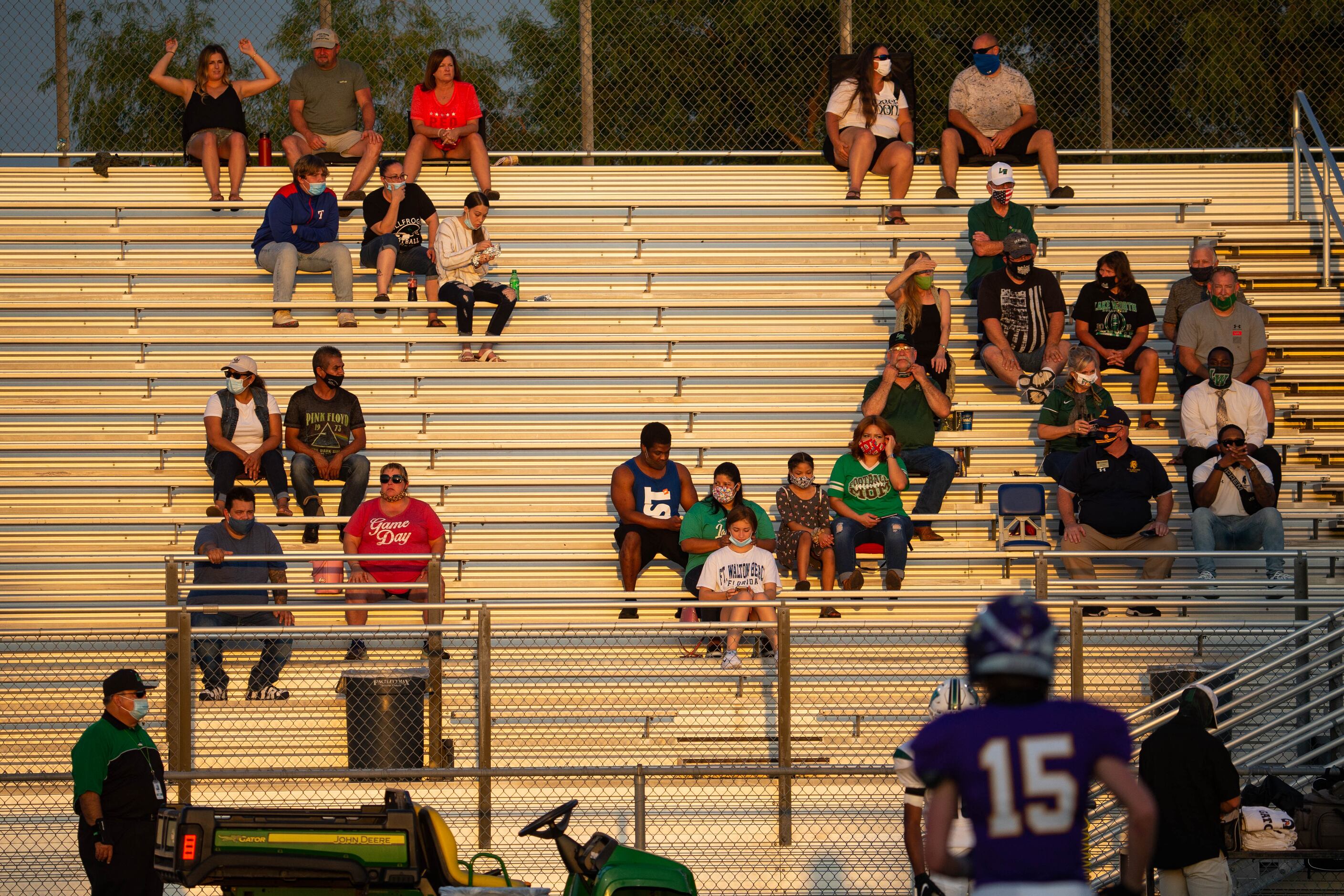 Lake Worth High School Fans wait for start of a game against Sanger on Sept. 4, 2020 in...