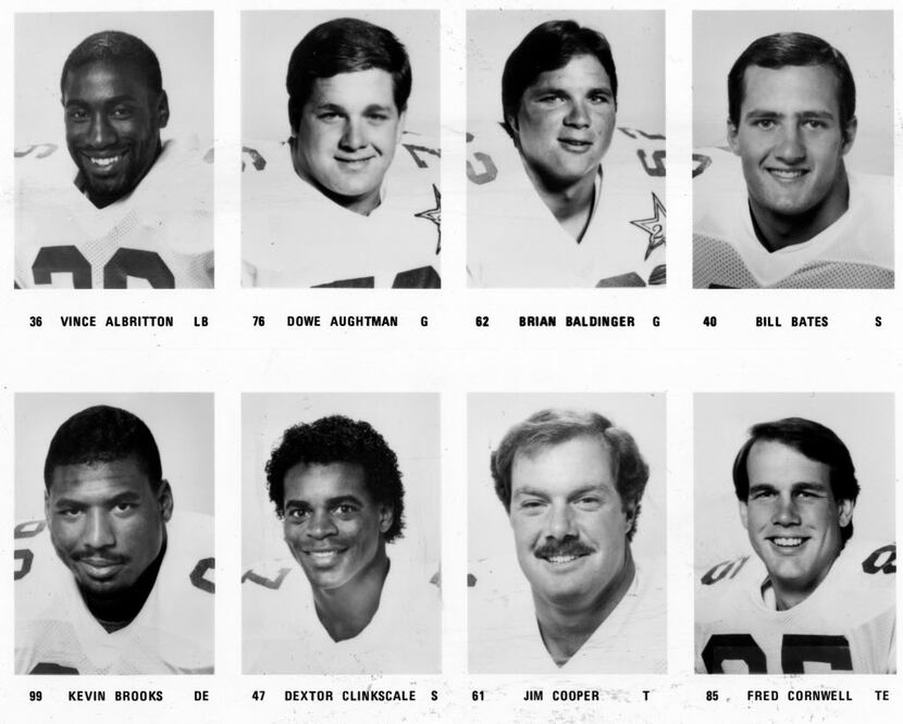 1985 Dallas Cowboys roster: vince albritton - dowe aughtman - brian baldinger - bill bates -...