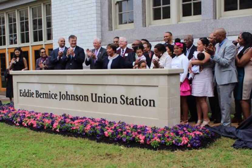 Officials gathered April, 6, 2019, at a ceremony to rename Dallas' Union Station for U.S....