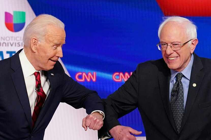 (FILES) In this file photo taken on March 15, 2020 Democratic presidential hopefuls former...