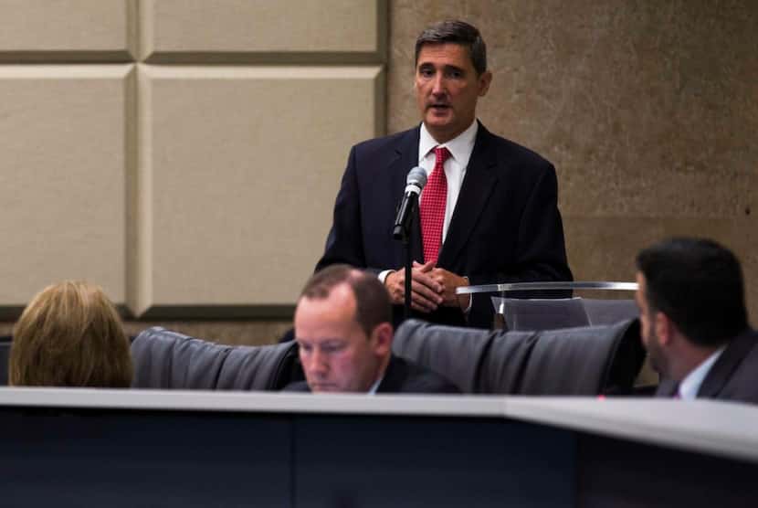 Dallas City Attorney Larry Casto answered questions as the Dallas city council discussed on...